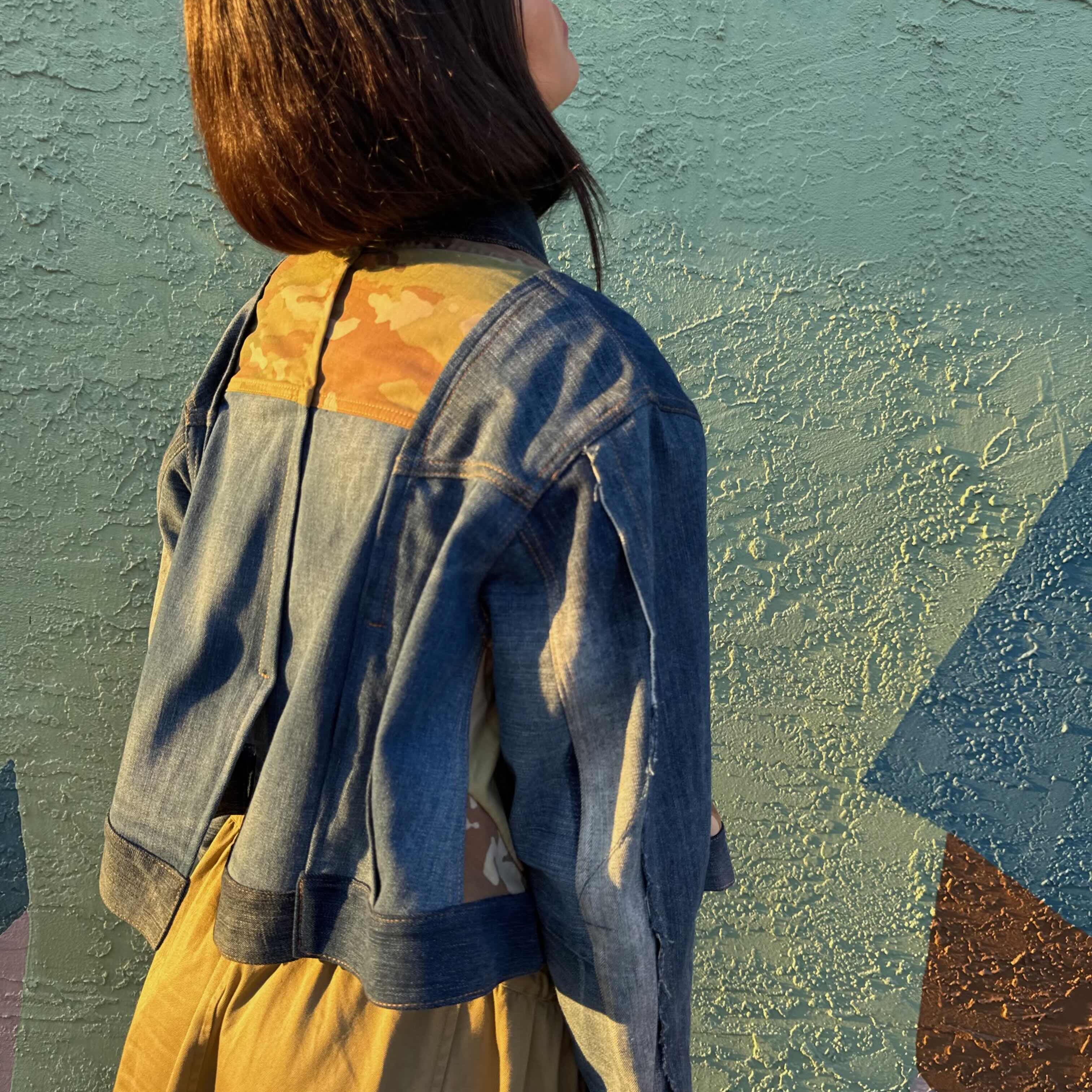 Upcycled-Reclaimed-Vintage-Denim-Camouflage-One of a Kind-Patchwork-Repurposed-Denim-Jacket