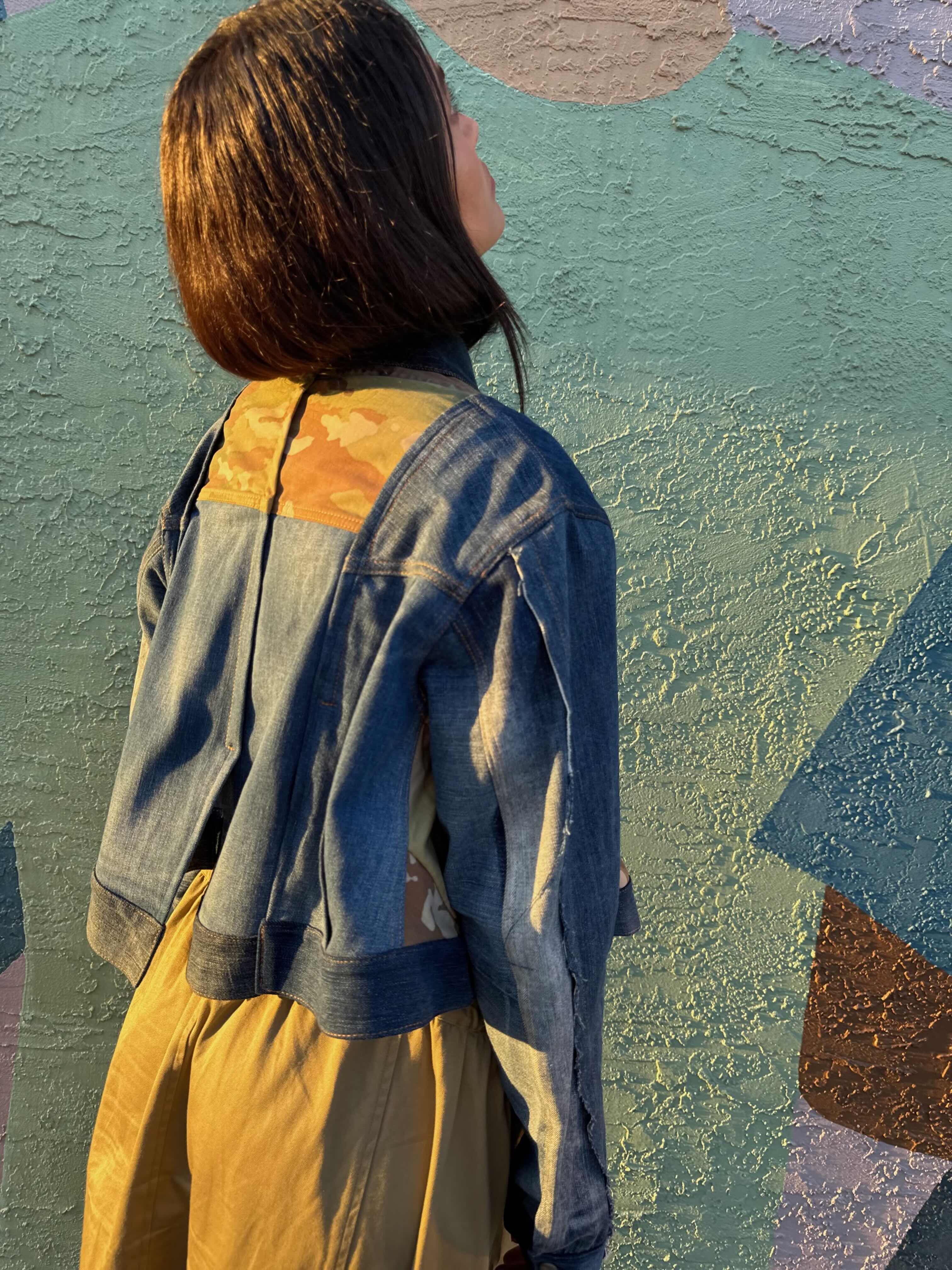 Upcycled-Reclaimed-Vintage-Denim-Camouflage-One of a Kind-Patchwork-Repurposed-Denim-Jacket