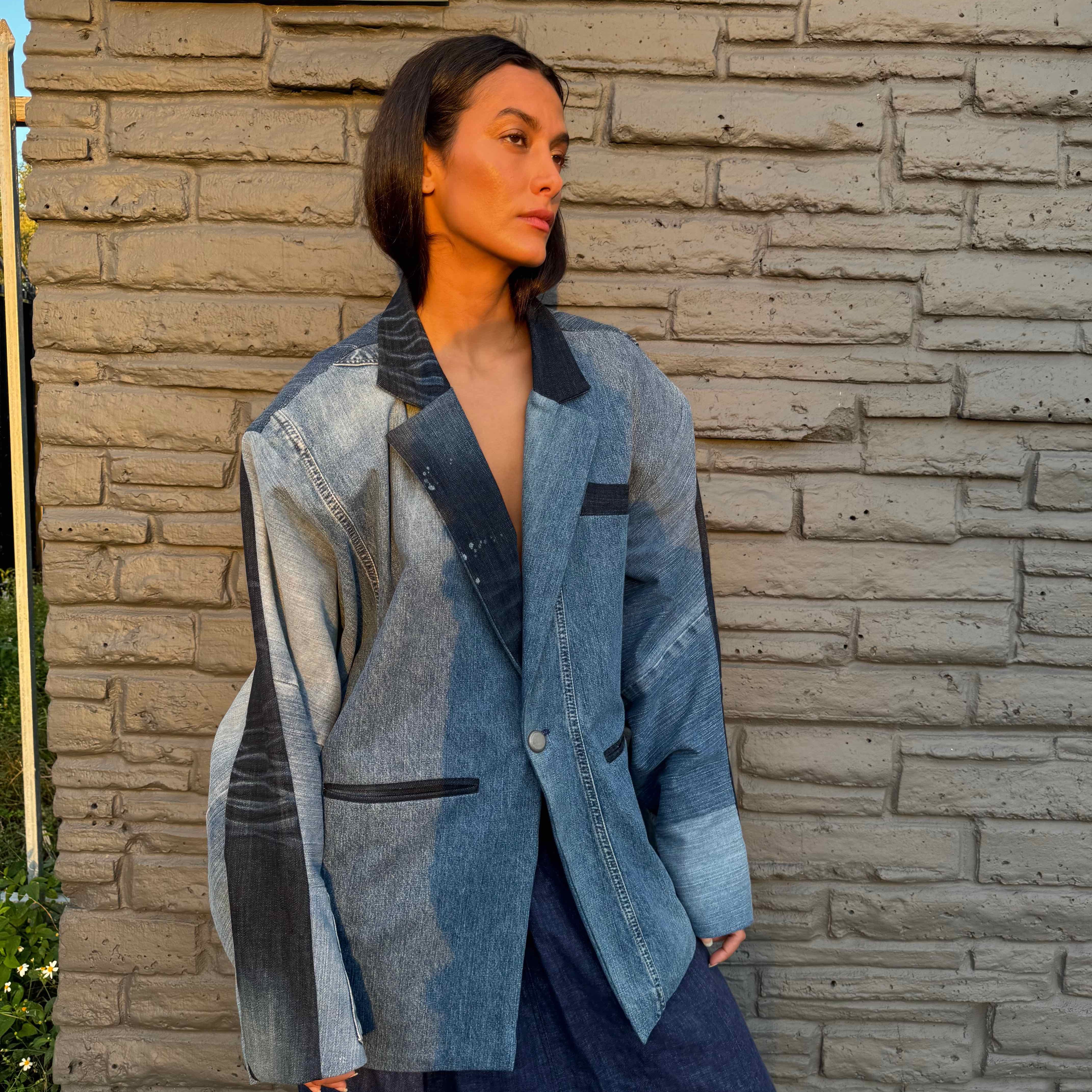 Upcycled-Reclaimed-Vintage-Denim-One of a Kind-Patchwork-Repurposed-Denim-Jacket-recycled