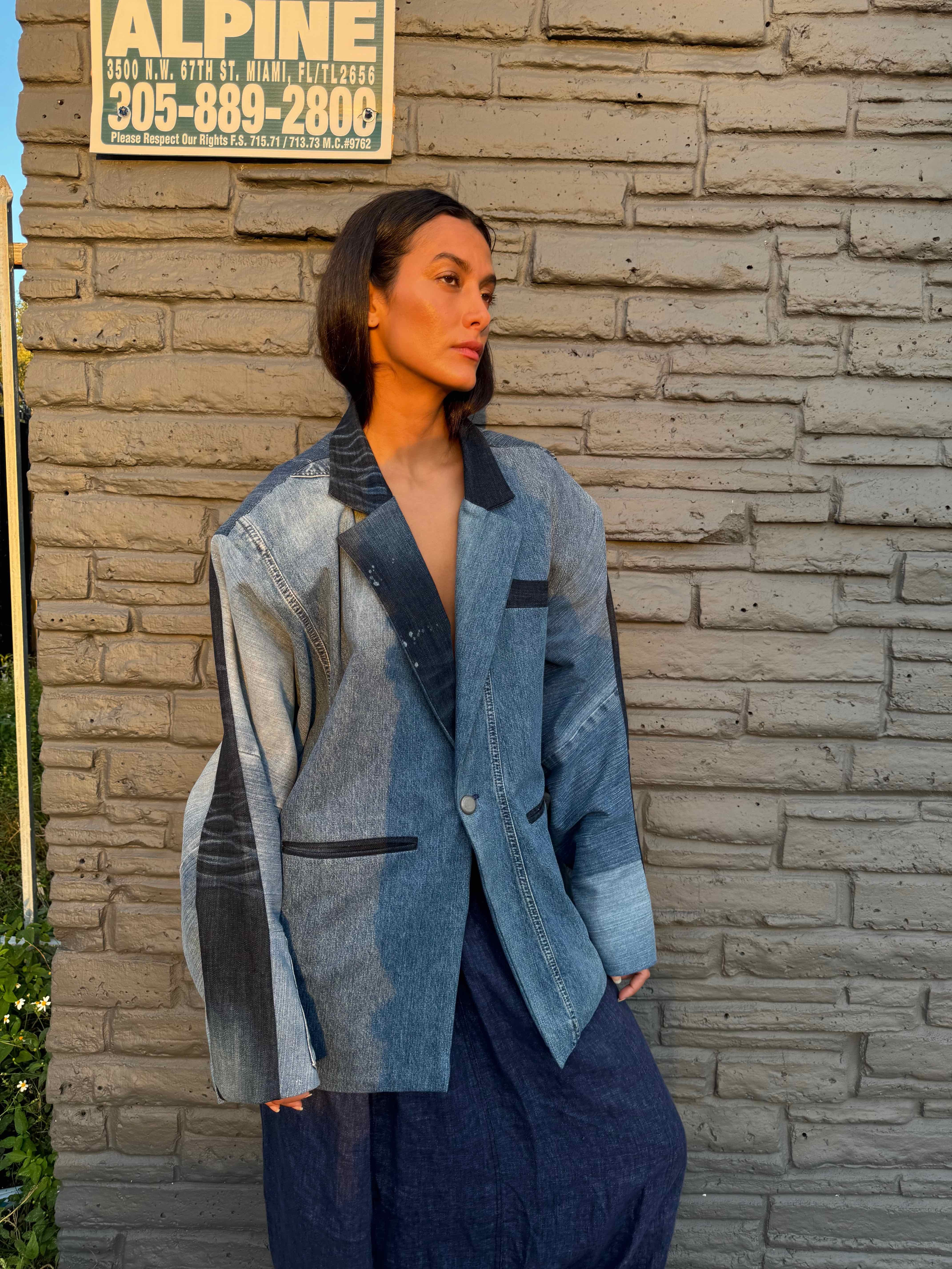Upcycled-Reclaimed-Vintage-Denim-One of a Kind-Patchwork-Repurposed-Denim-Jacket-recycled