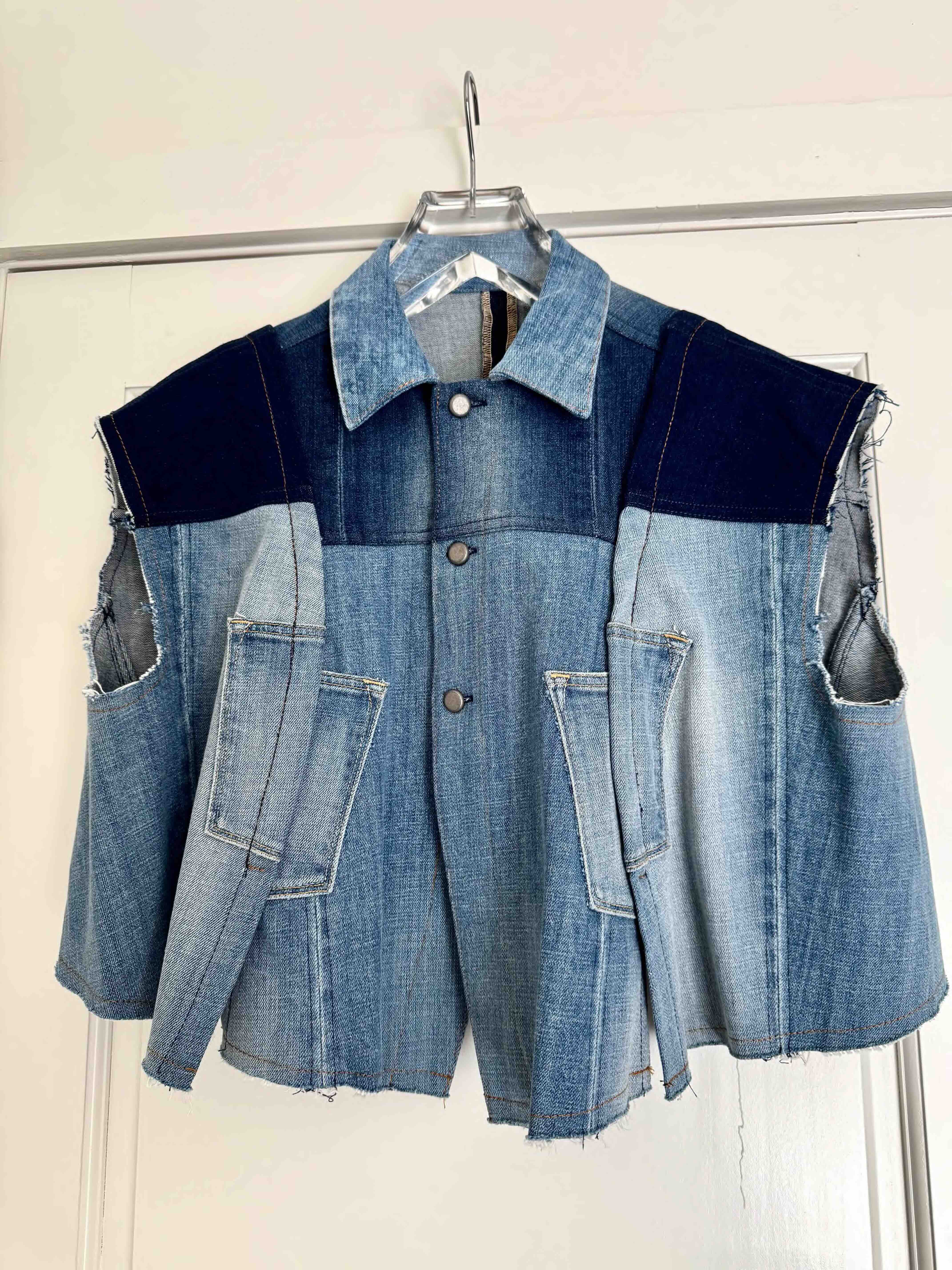 Upcycled-Reclaimed-Vintage-Denim-One of a Kind-Patchwork-Repurposed-jacket