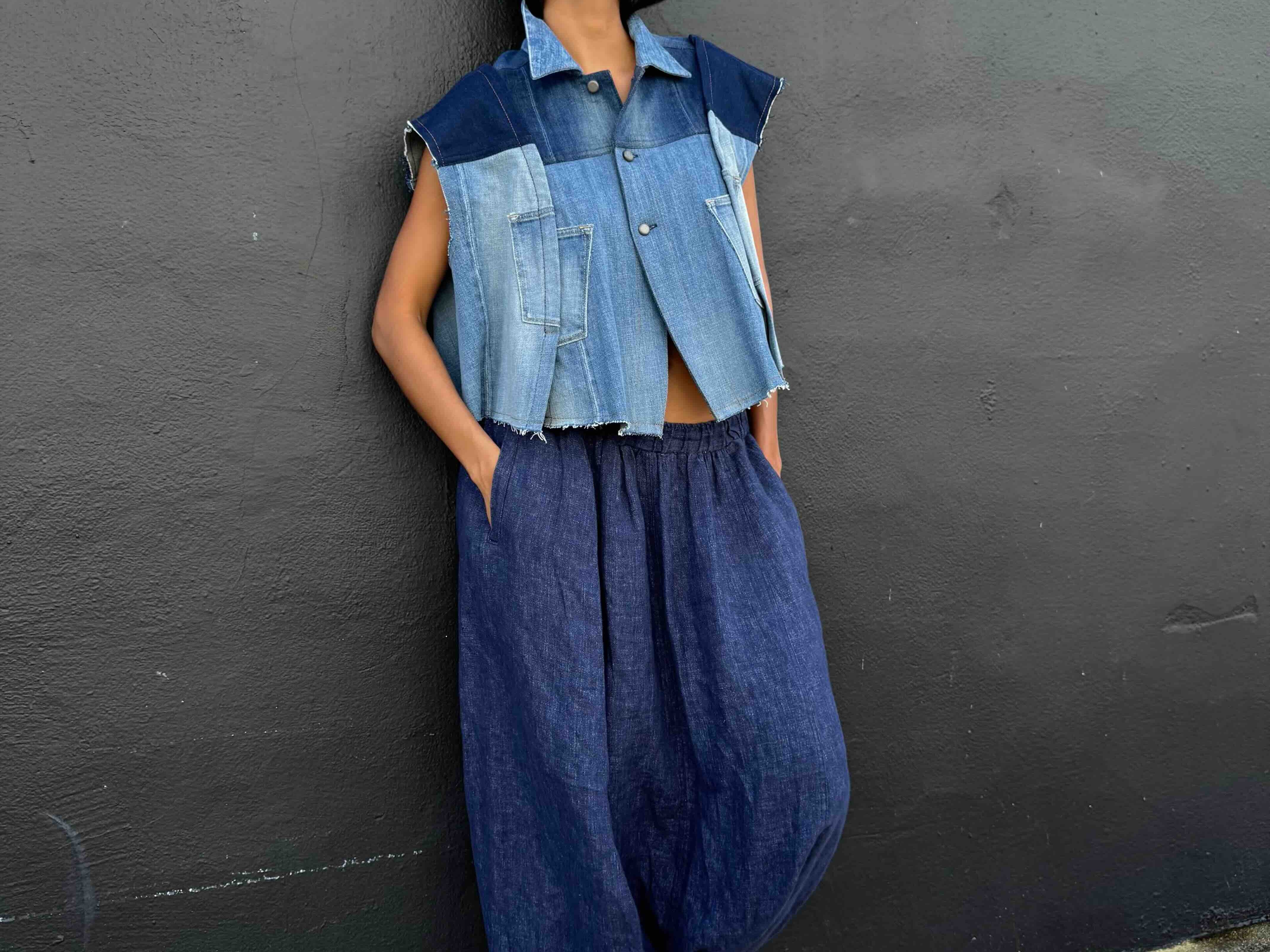 Upcycled-Reclaimed-Vintage-Denim-Jacket-One of a Kind-Patchwork-Repurposed