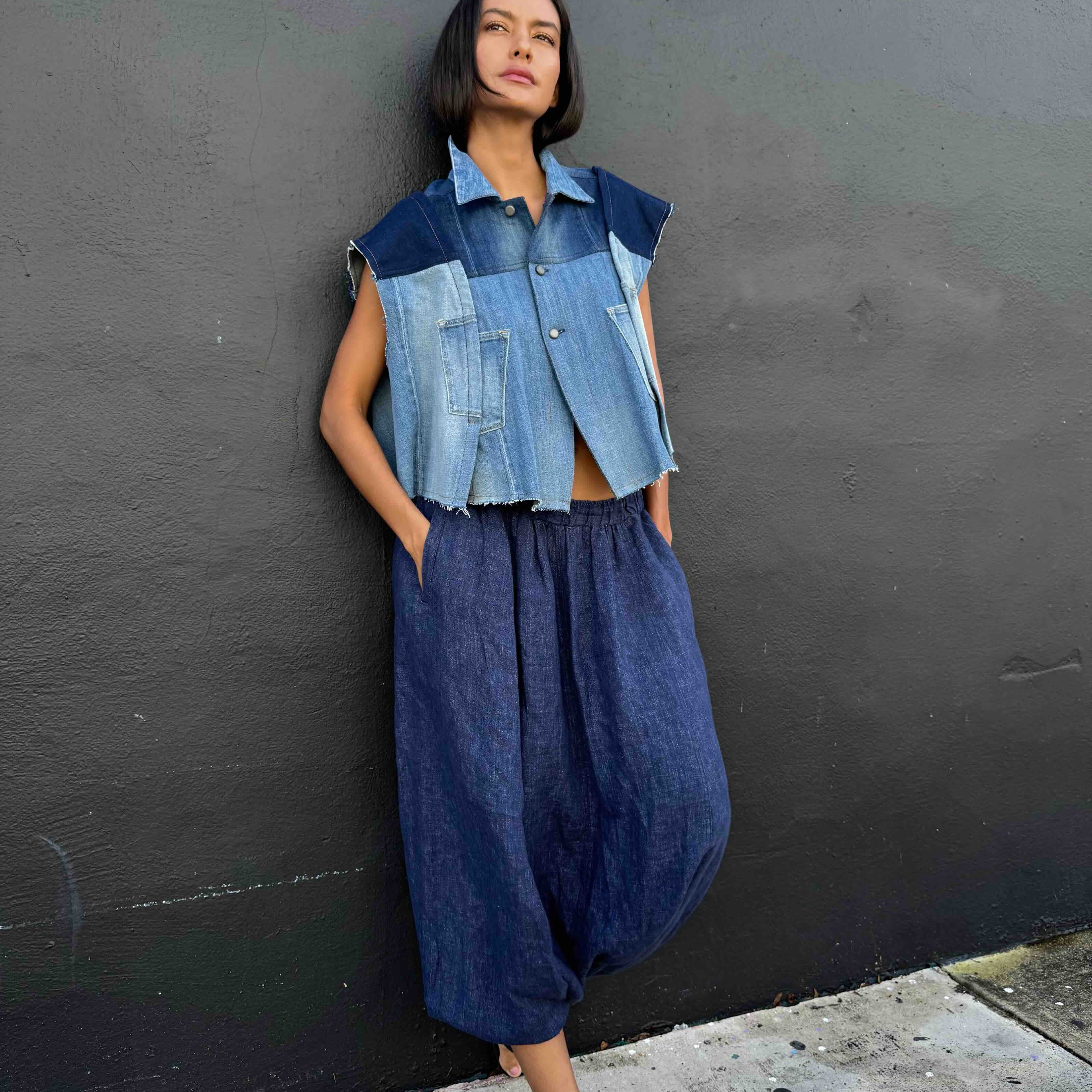 Upcycled-Reclaimed-Vintage-Denim-Jacket-One of a Kind-Patchwork-Repurposed