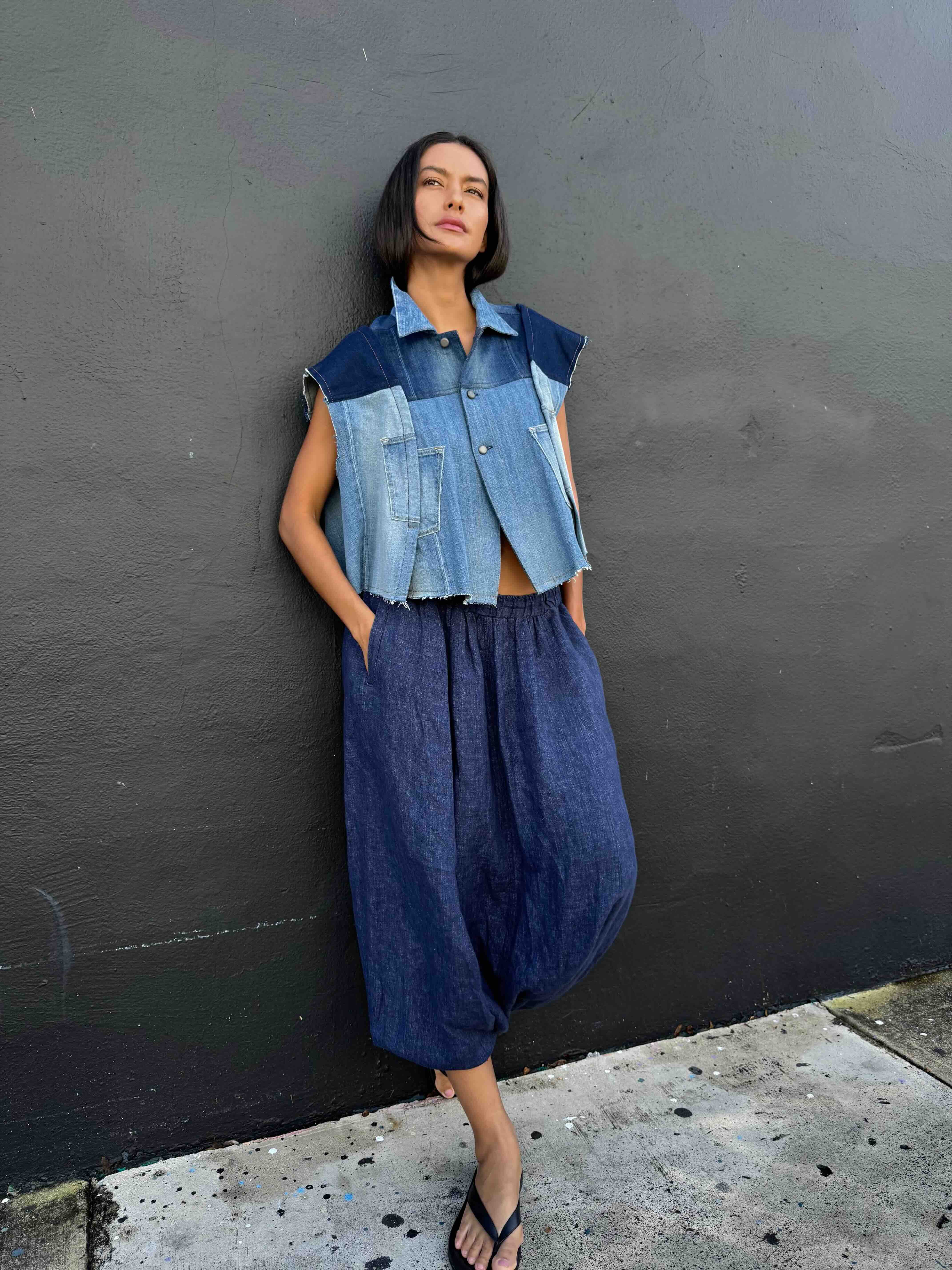 Upcycled-Reclaimed-Vintage-Denim-Jacket-One of a Kind-Patchwork-Repurposed
