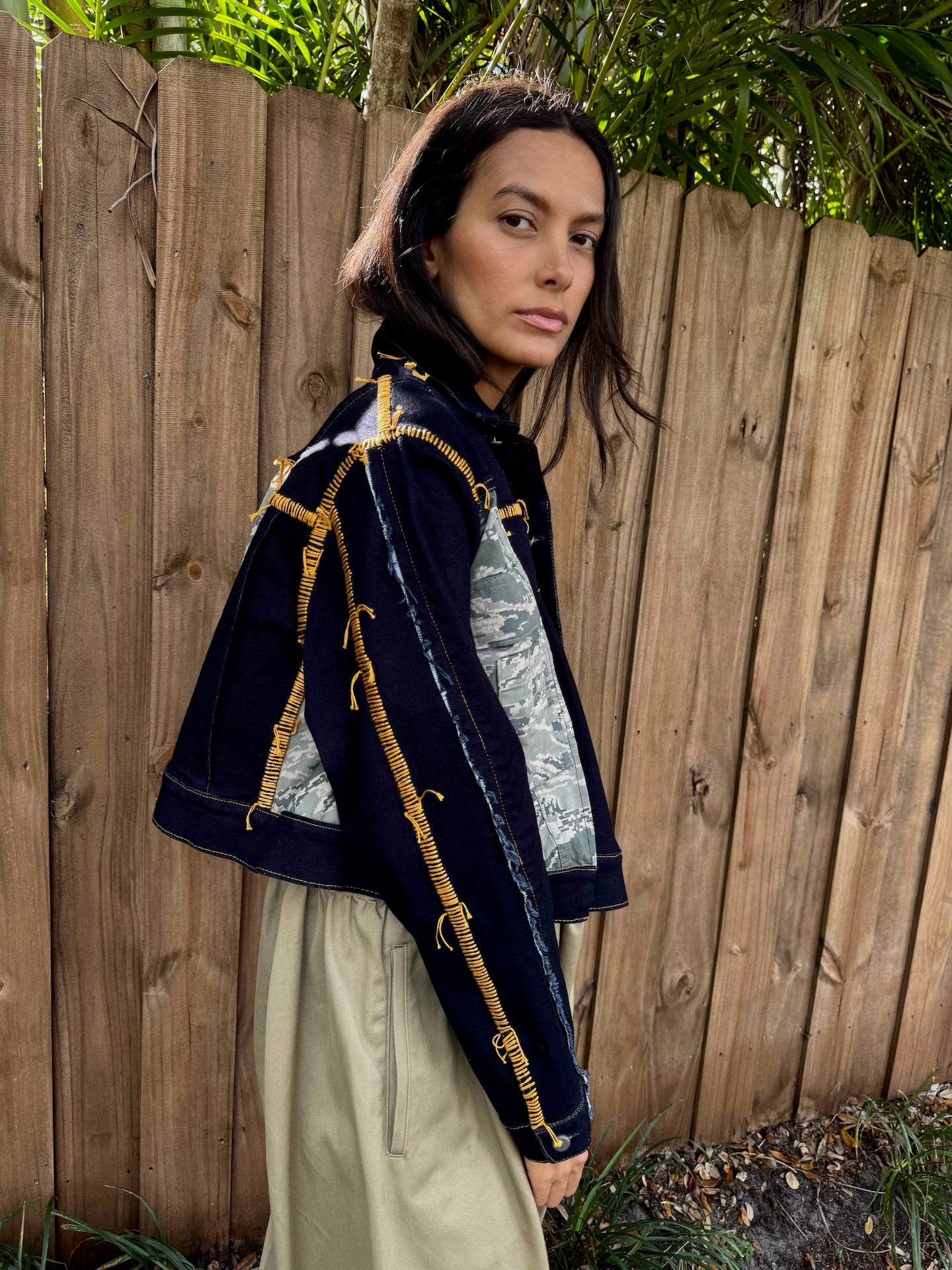 Upcycled-Reclaimed-Vintage-Denim-One of a Kind-Patchwork-Repurposed-Embroidered-Denim-Jacket