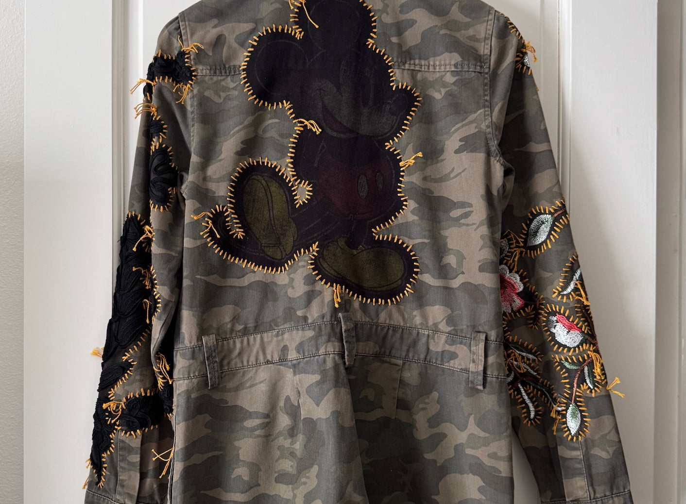 romper_camo_gontovnik_repurposed_recycle_upcycle-reclaimed_hand-made_one-of-a-kind_vintage_hand-embroidery_flowers_mickey