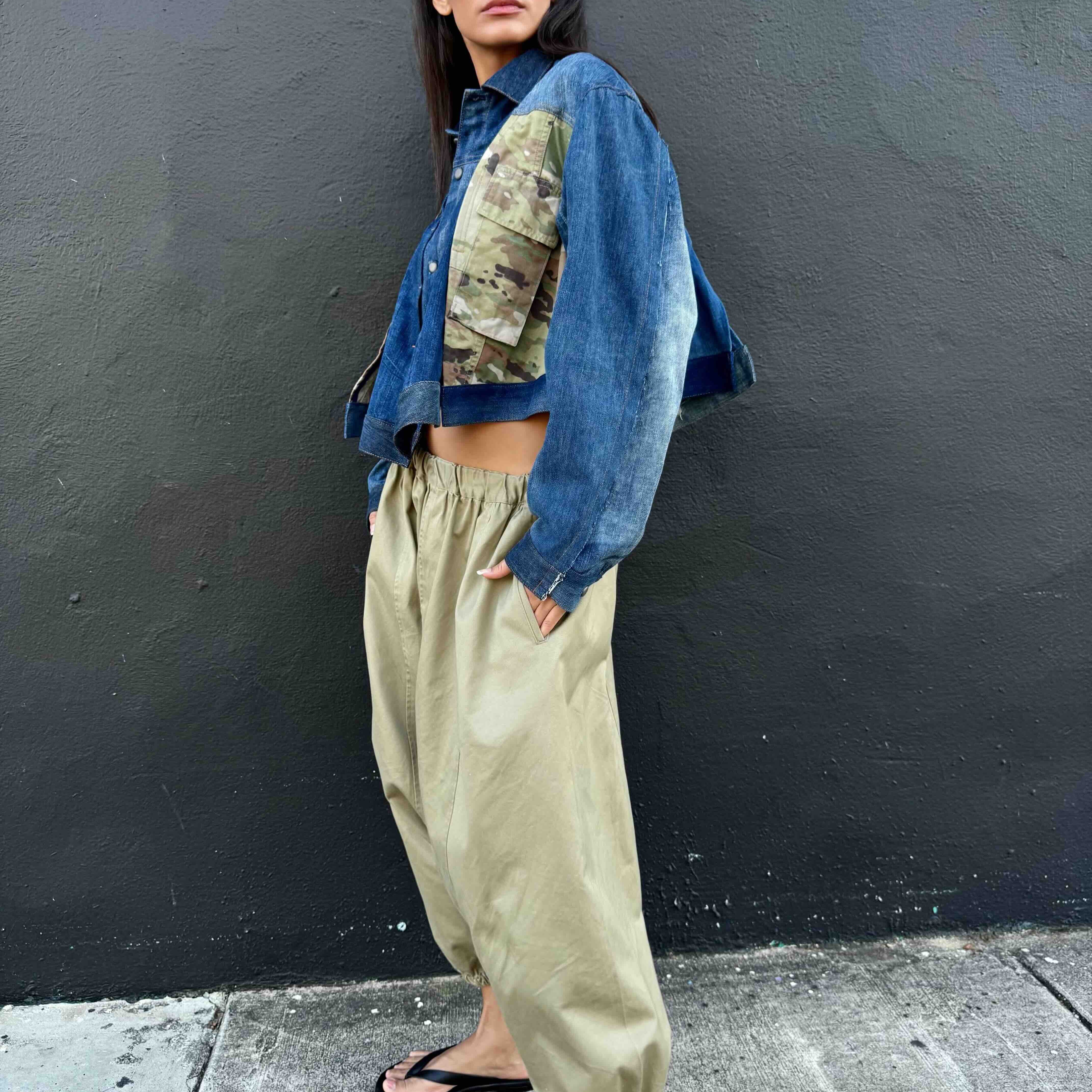 Upcycled-Reclaimed-Vintage-Denim-Camouflage-One of a Kind-Patchwork-Repurposed-Denim-Jacket