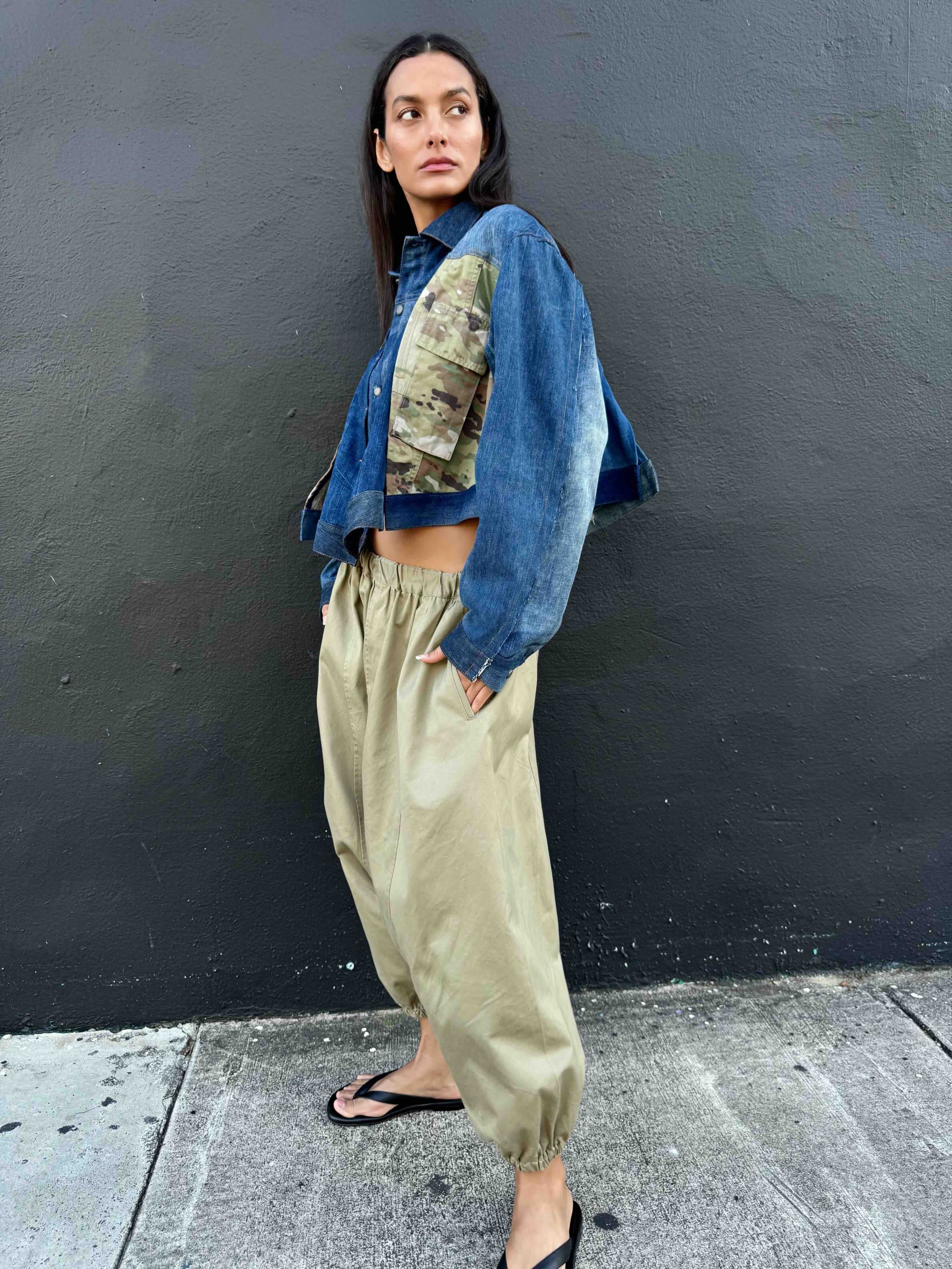 Upcycled-Reclaimed-Vintage-Denim-Camouflage-One of a Kind-Patchwork-Repurposed-Denim-Jacket