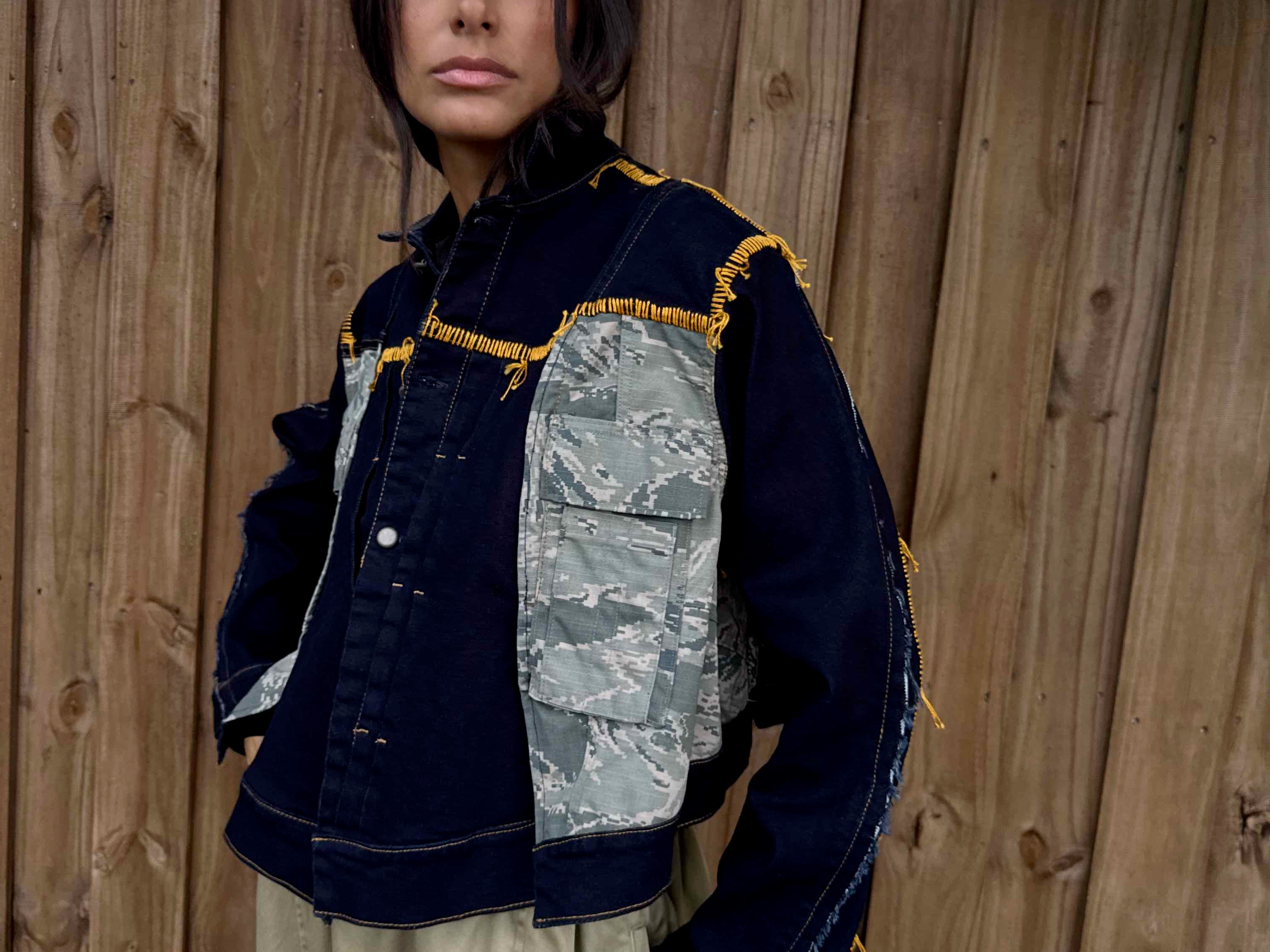 Upcycled-Reclaimed-Vintage-Repurposed-Denim-One of a Kind-Patchwork-Repurposed-Denim-Jacket