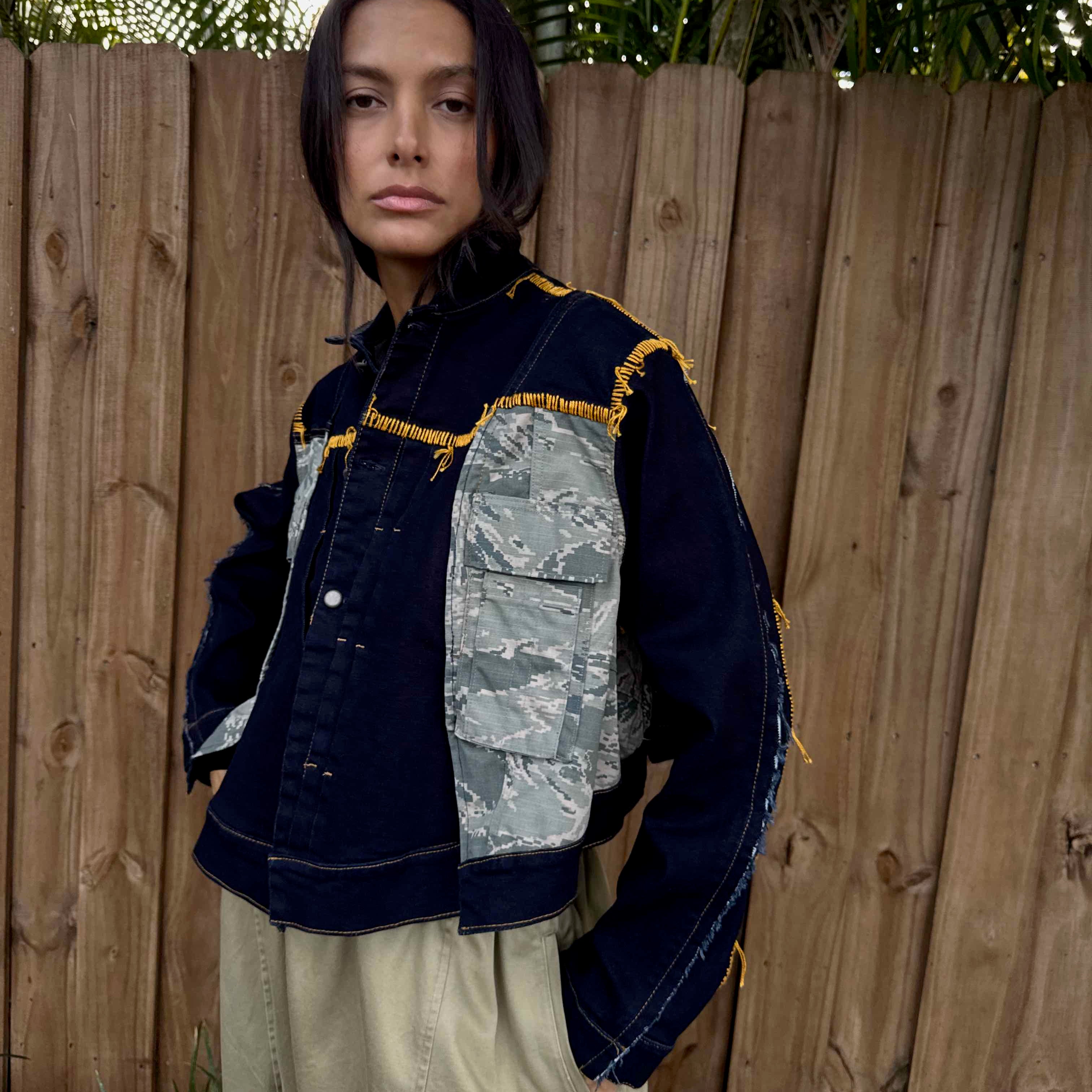 Upcycled-Reclaimed-Vintage-Repurposed-Denim-One of a Kind-Patchwork-Repurposed-Denim-Jacket