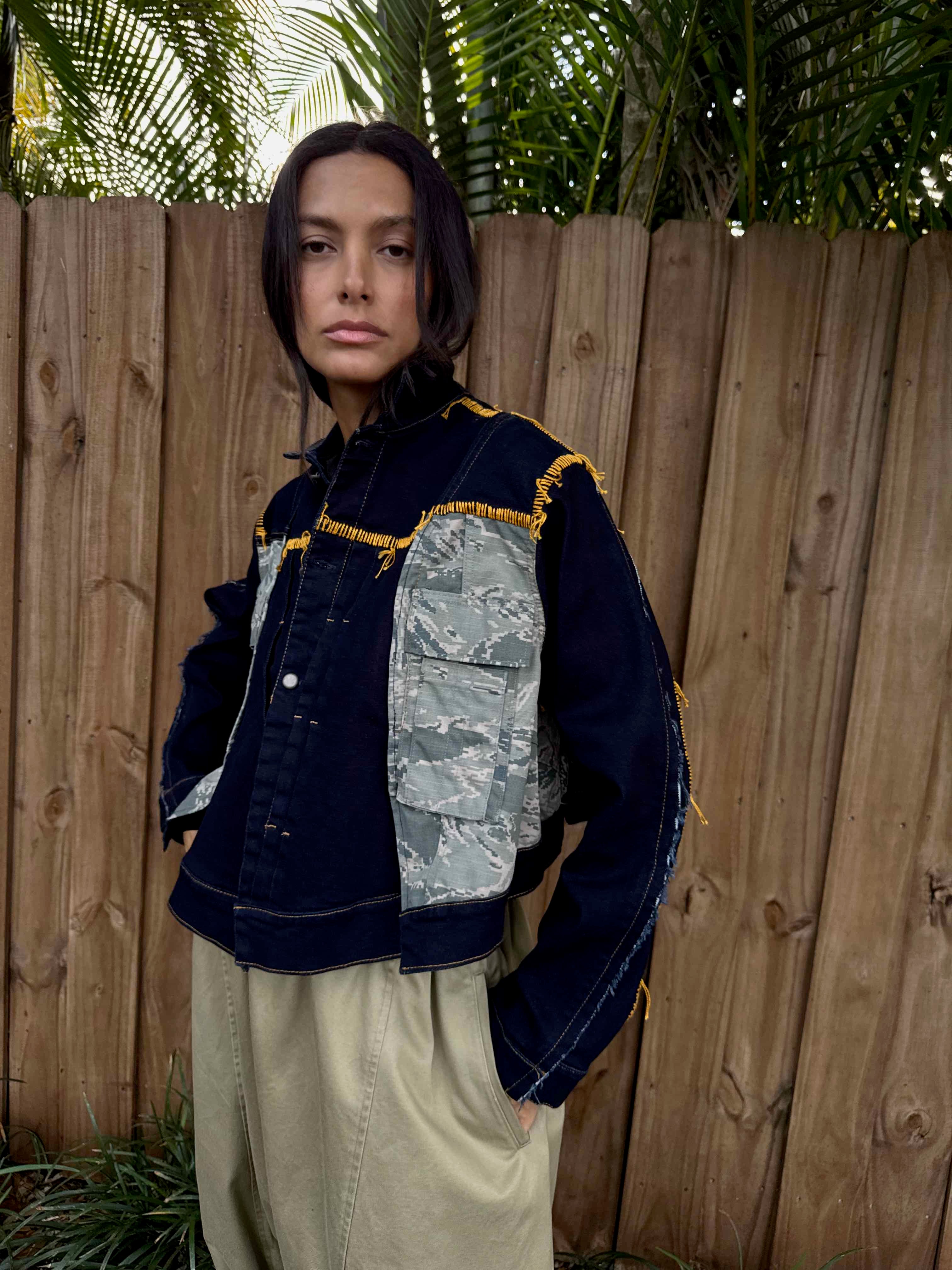 Upcycled-Reclaimed-Vintage-Repurposed-Denim-One of a Kind-Patchwork-Repurposed-Denim-Jacket