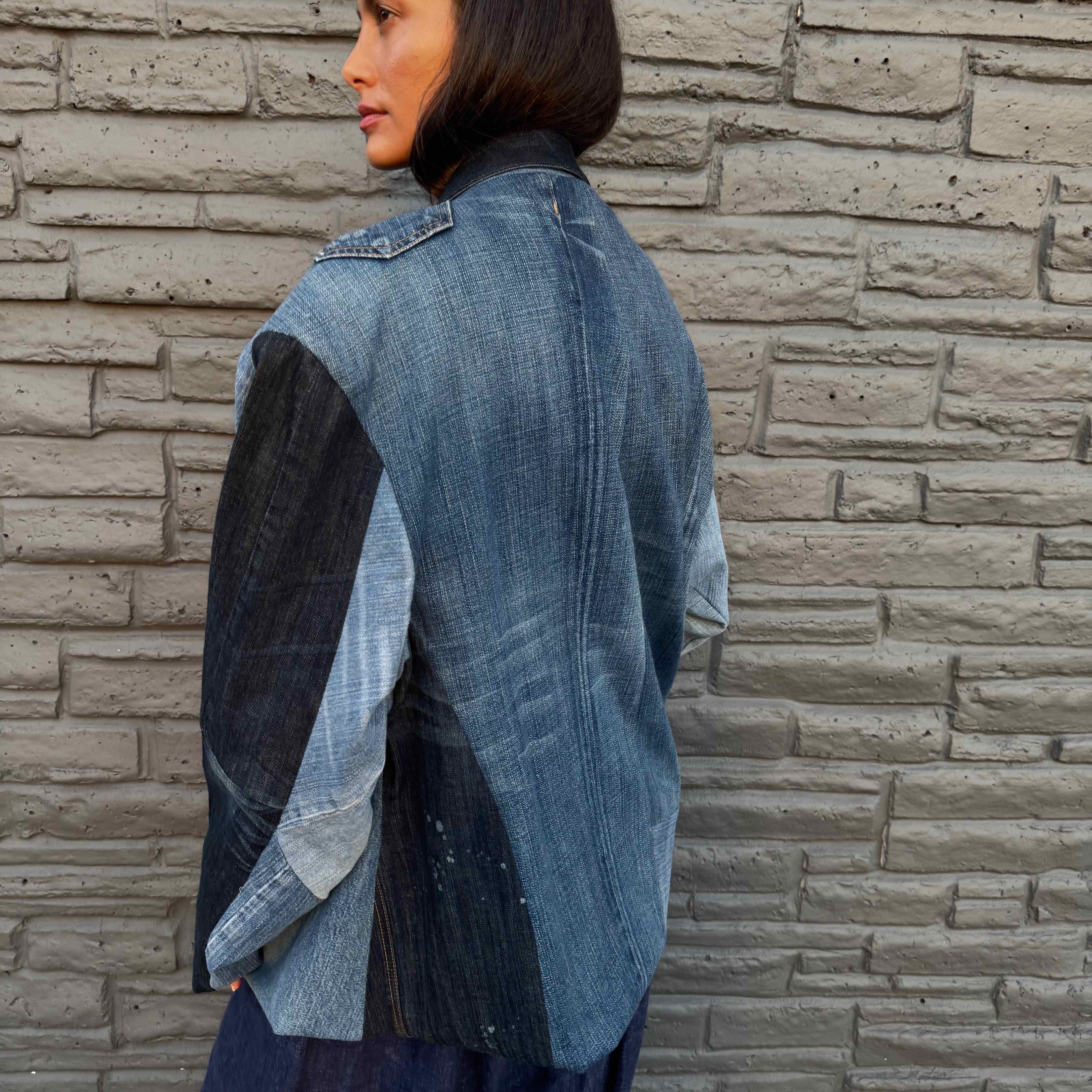Upcycled-Reclaimed-Vintage-Denim-One of a Kind-Patchwork-Repurposed-Denim-Jacket-Repurposed 