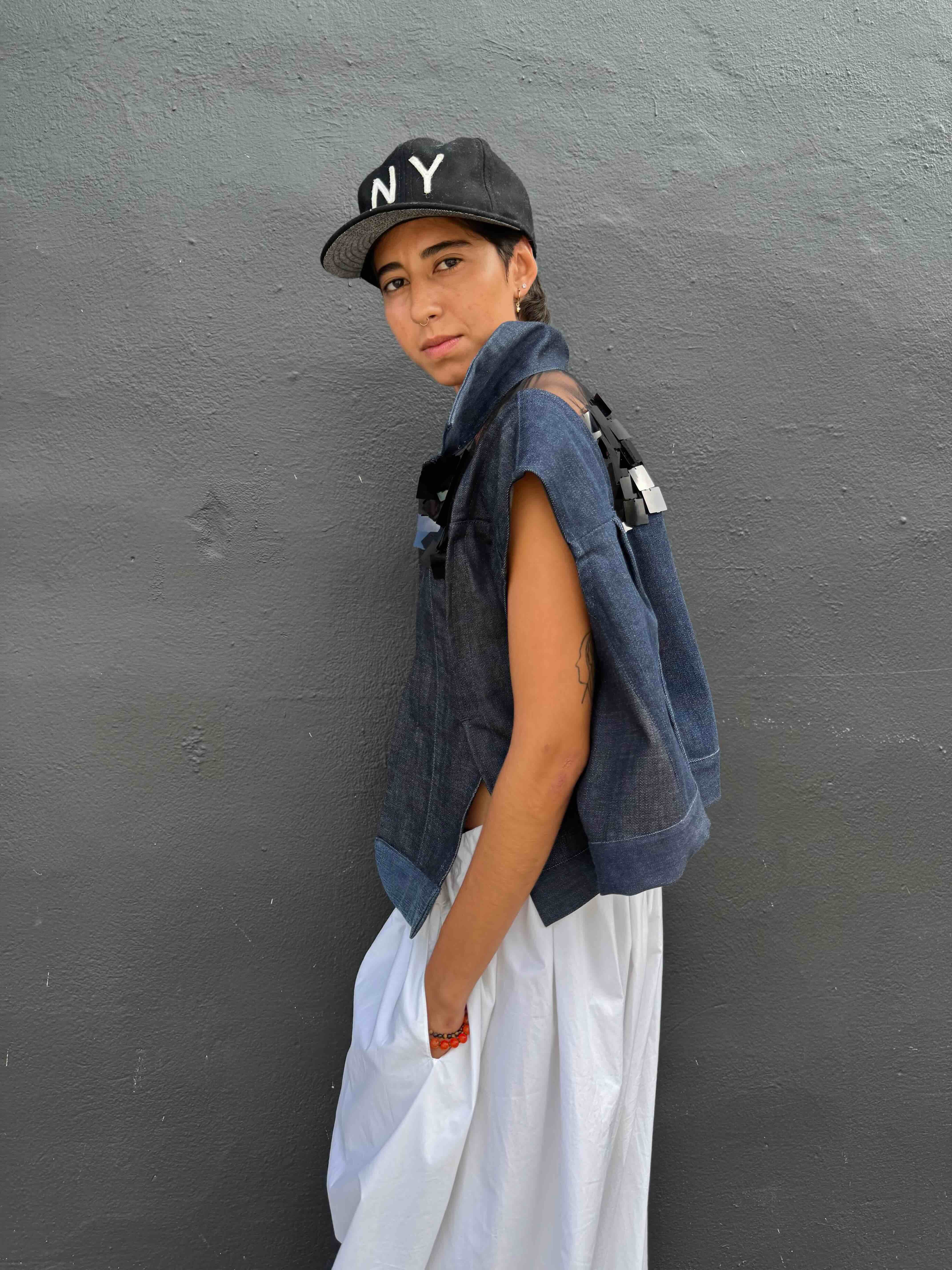 Upcycled-Reclaimed-Vintage-Denim-One of a Kind-Patchwork-Repurposed
Reclaimed-Sleeveless-Denim-Jacket
