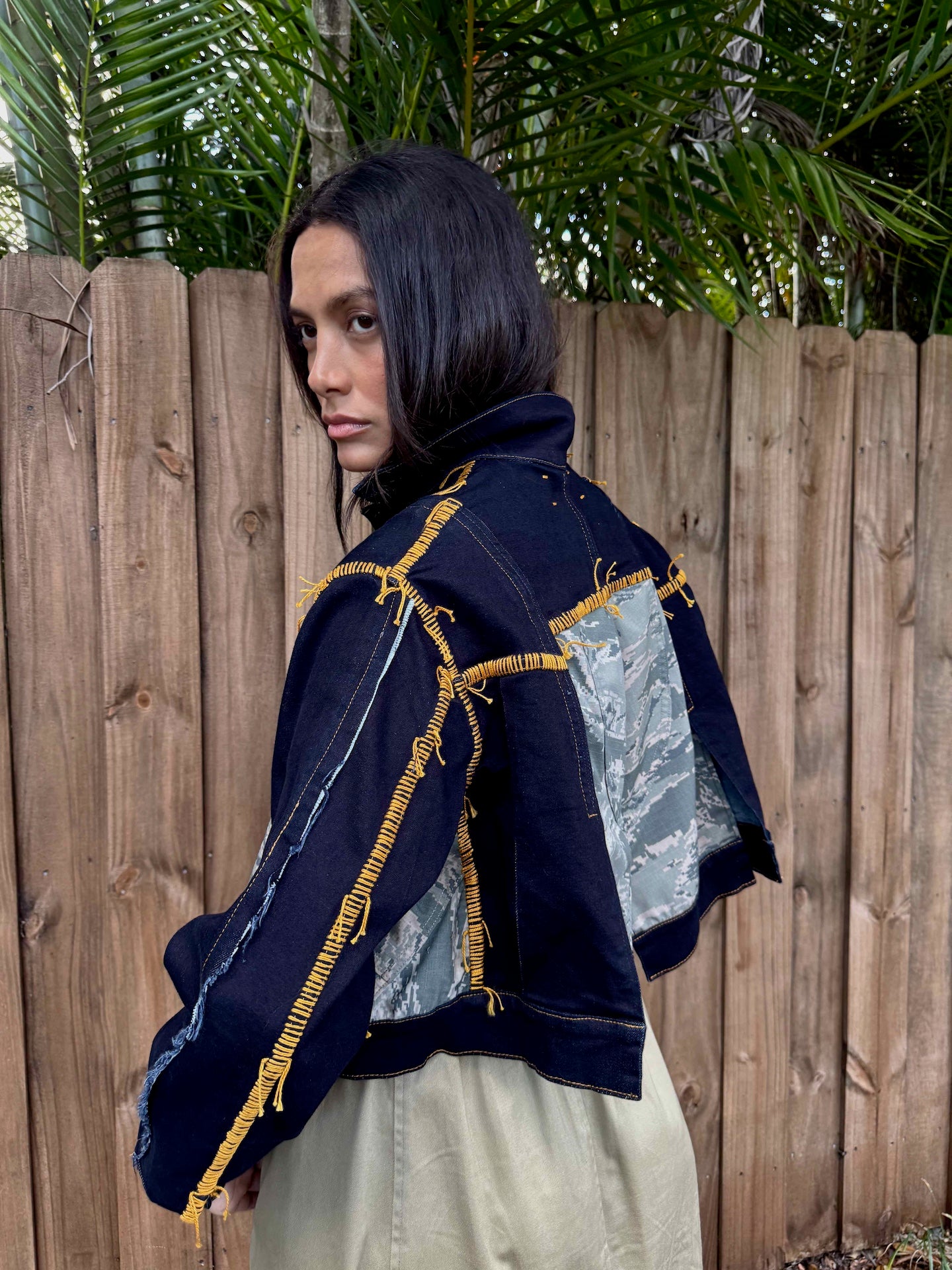 Upcycled-Reclaimed-Vintage-Repurposed-Denim-One of a Kind-Patchwork-Repurposed-Denim-Jacket