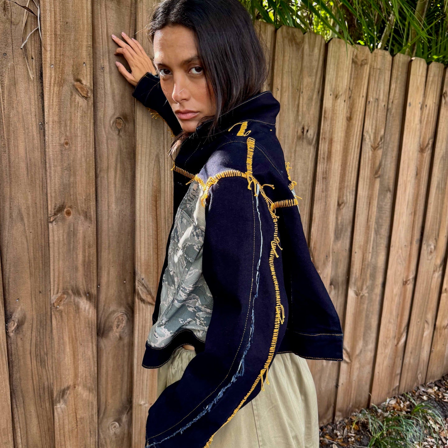 Upcycled-Reclaimed-Vintage-Repurposed-Denim-One of a Kind-Patchwork-Repurposed-Denim-Jacket-Embroidered