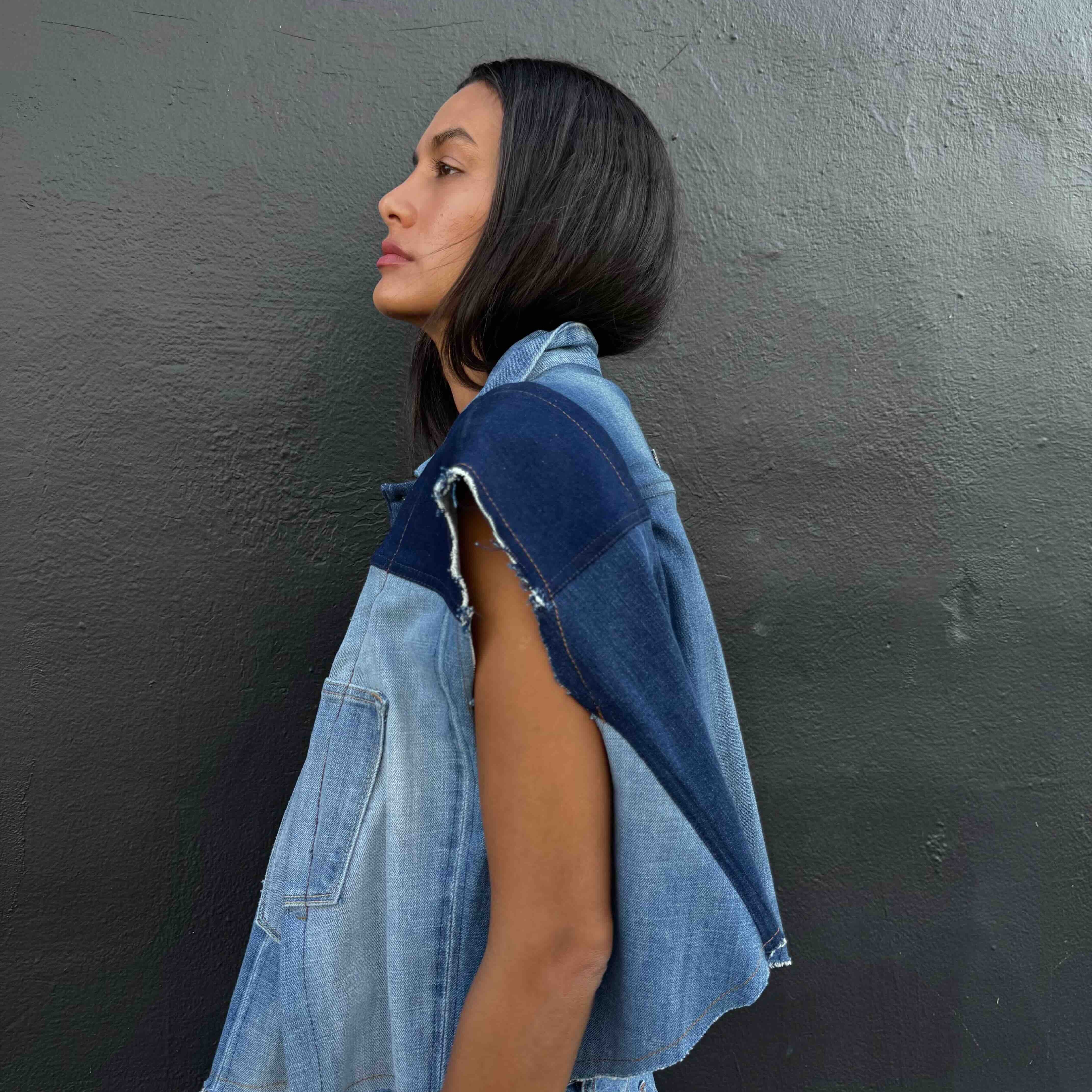 Upcycled-Reclaimed-Vintage-Denim-Jacket-One of a Kind-Patchwork-Repurposed