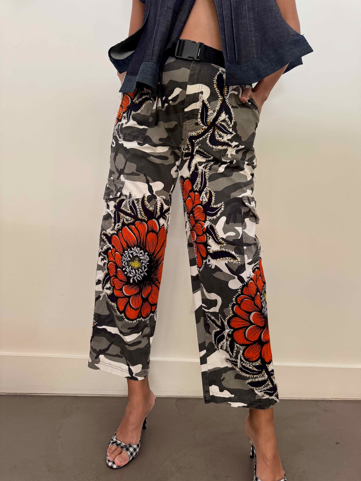 camo-pant-gontovnik-repurposed-recycled-upcycled-reclaimed-handmade-one of a kind-vintage-hand embroidery-print-flowers