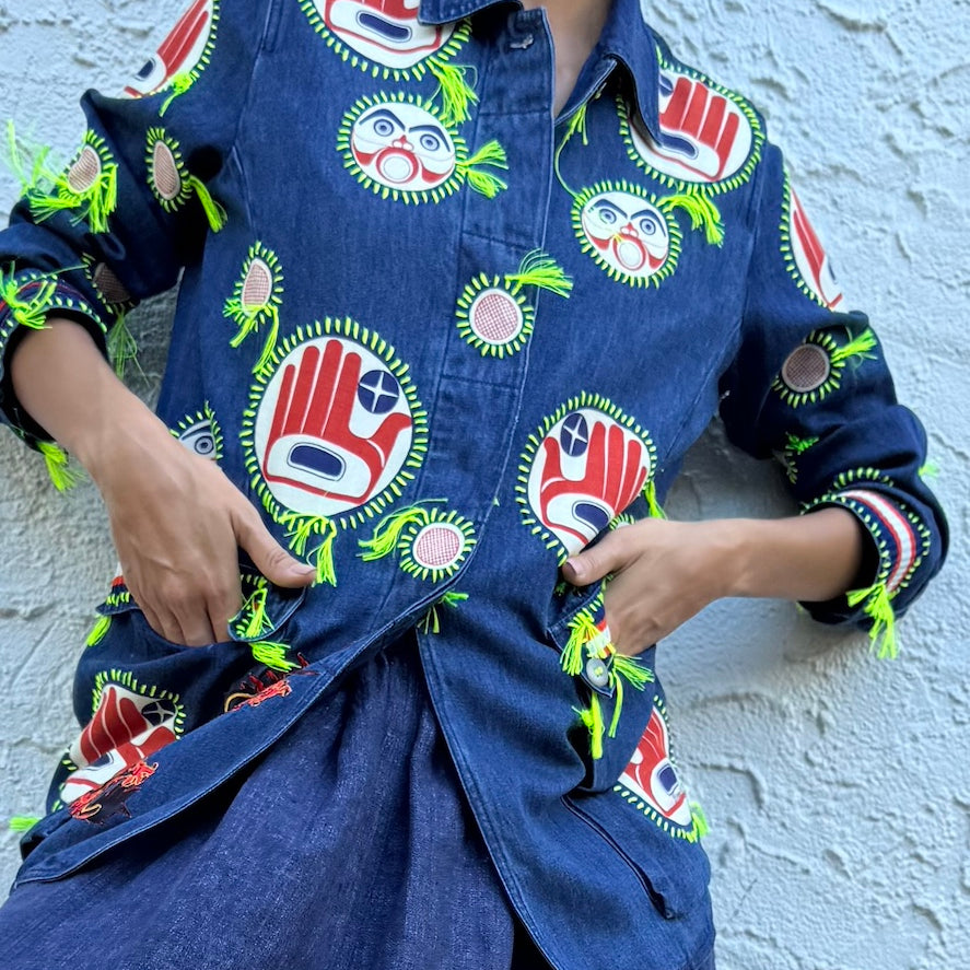 vintage-denim-jacket-gontovnik-repurposed-recycled-upcycled-reclaimed-hand made-one of a kind piece-embroidered