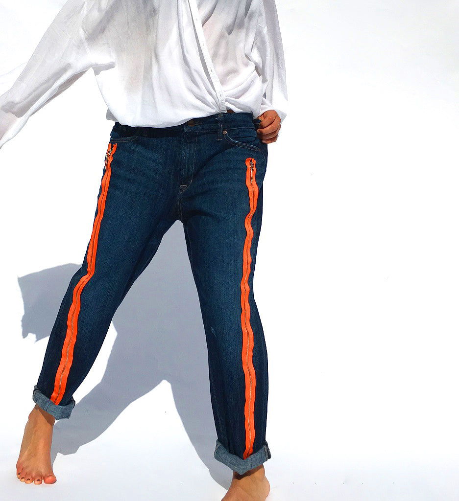 Orange Zippers Jeans