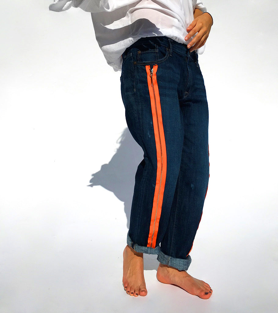 Orange Zippers Jeans