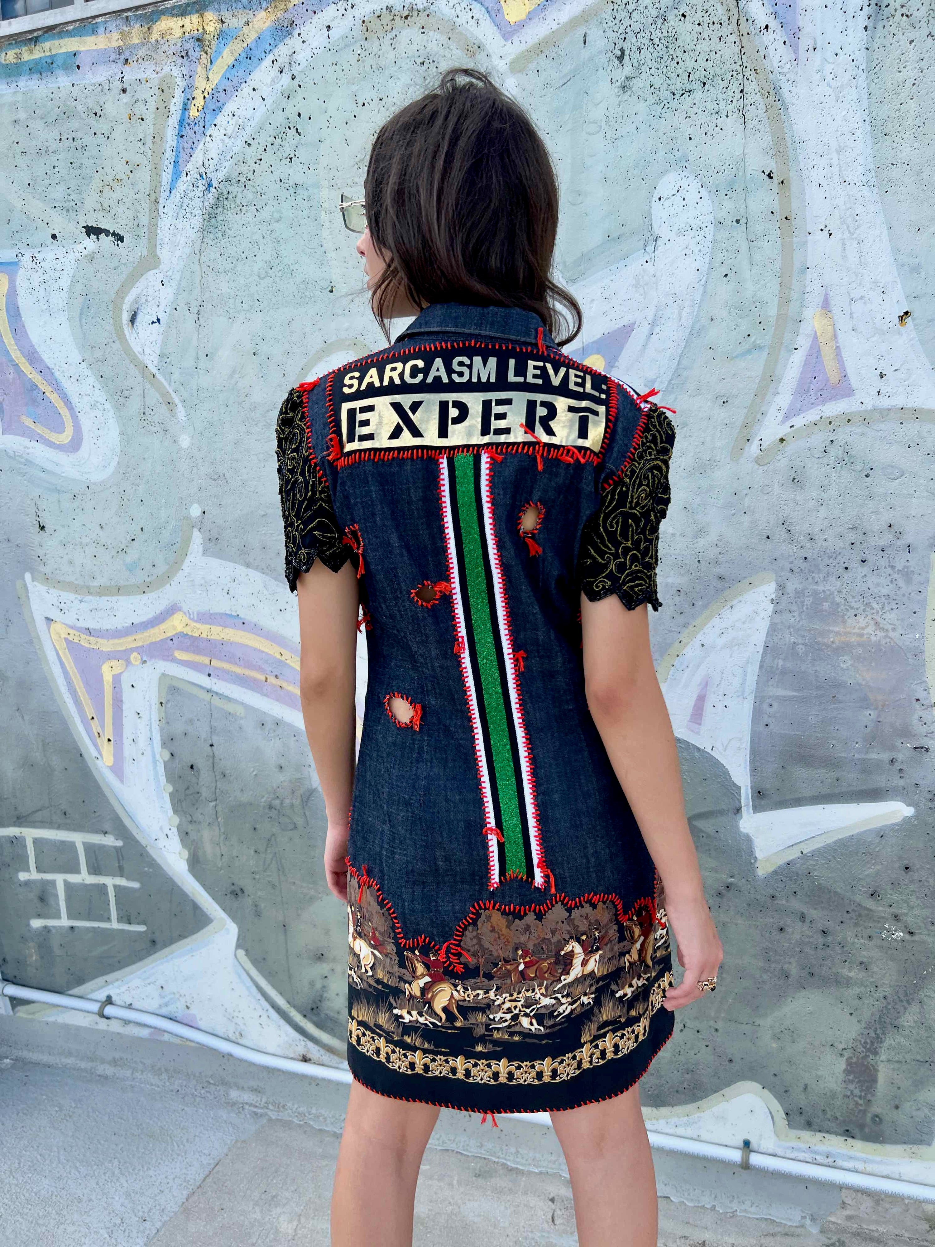 Upcycle Hand-Embroidered Denim Dress – Gontovnik