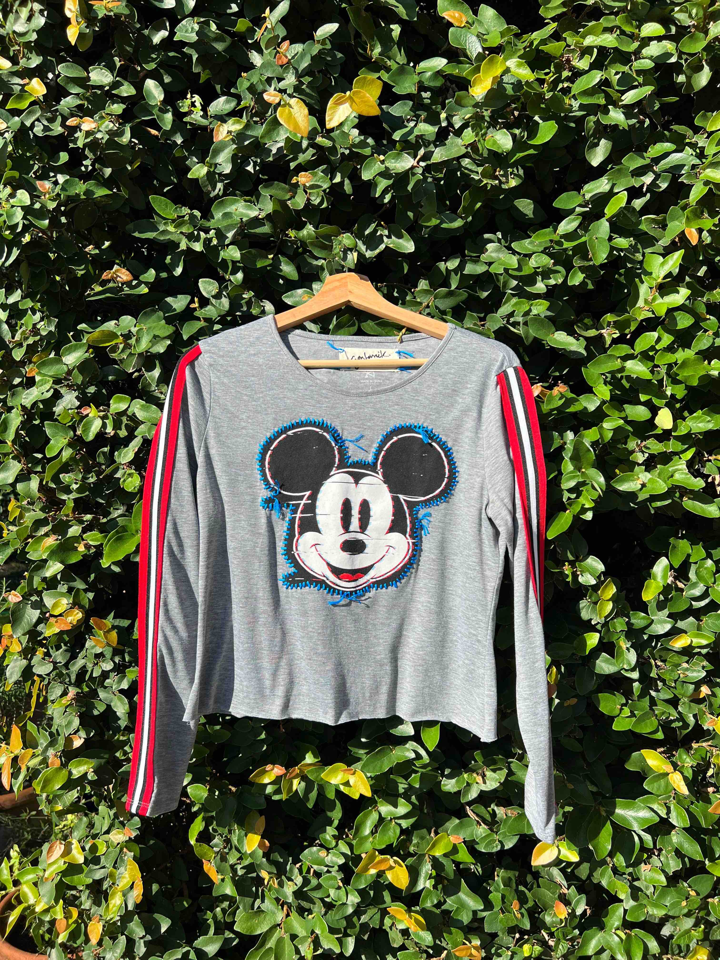 Mickey Stripes Cropped Tee